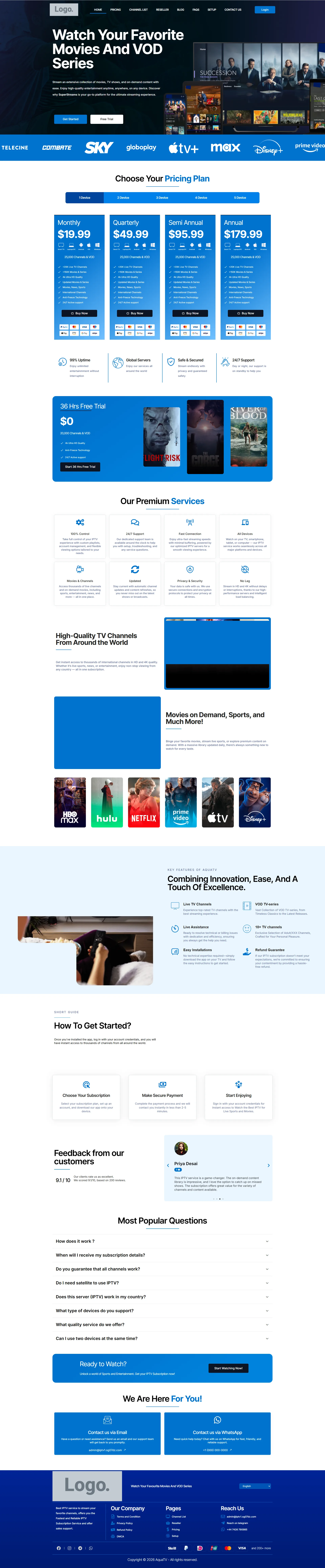 AquaTV IPTV WordPress Theme