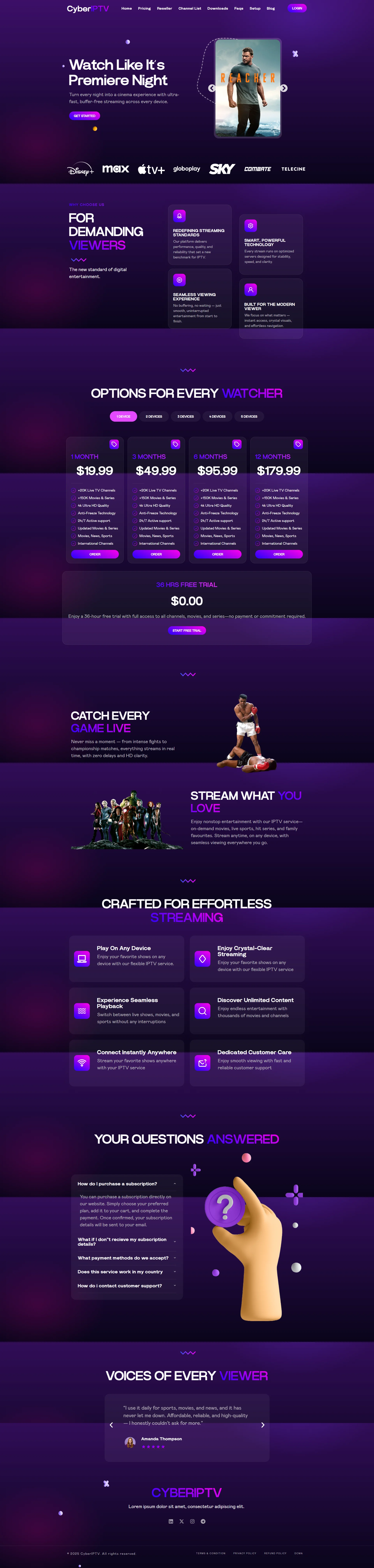 DarkPurple IPTV WordPress Theme
