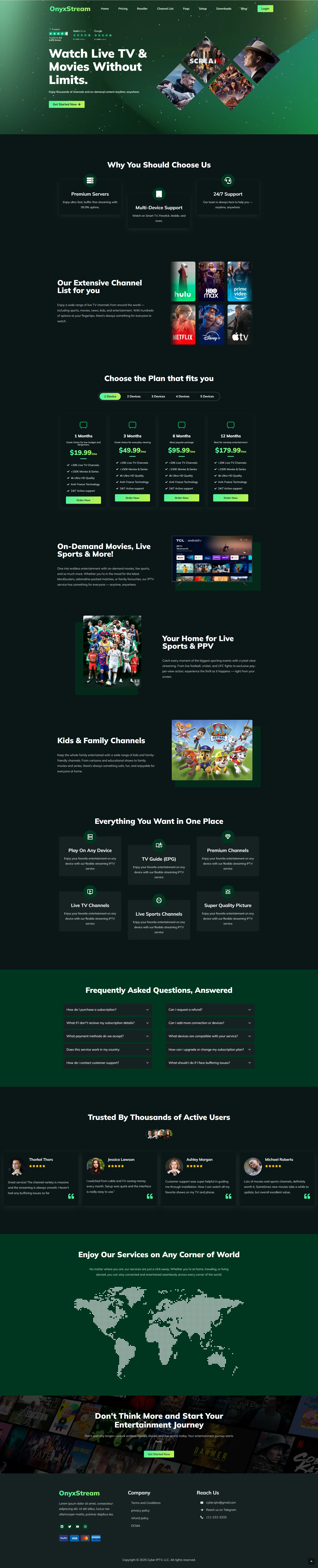 OnyxGreen IPTV WordPress Theme
