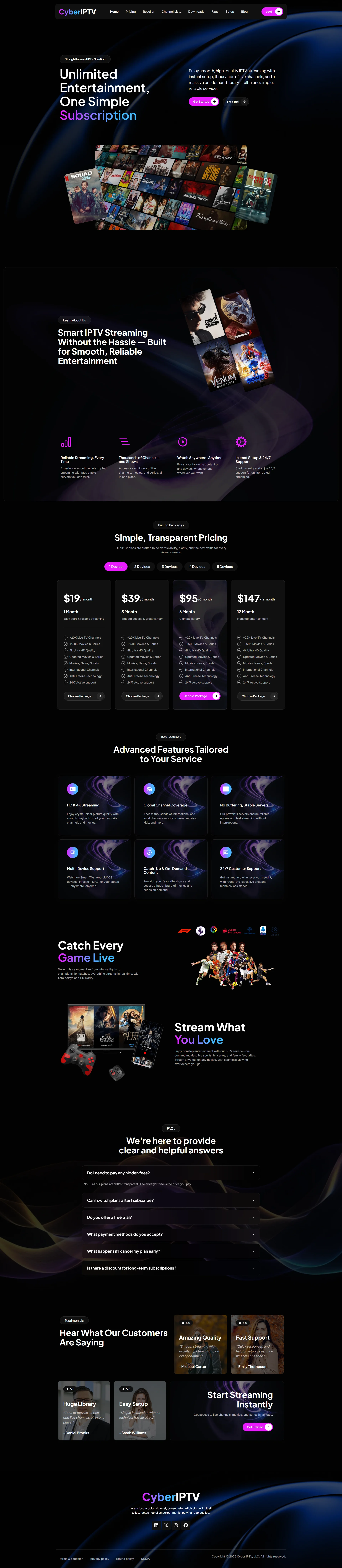 PurpleGradient IPTV WordPress Theme